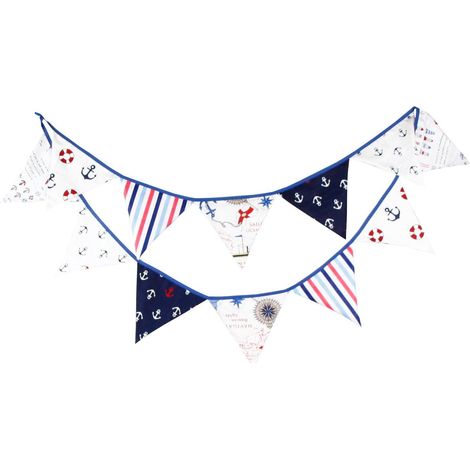 Drape De Décoration Festive - Fanions Triangulaires En Coton - Pour Anniversaire Garçon Baptême Première Communion - 12 Pièces - Longueur Totale 3,5 M (1/5)