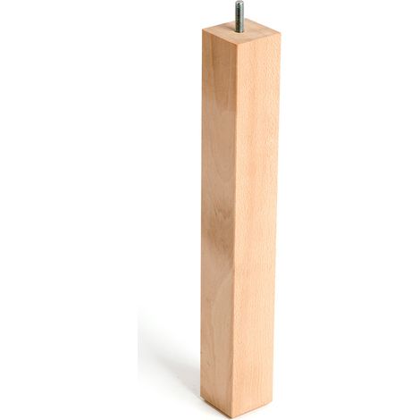 Pata de madera cuadrada con una altura de 360 mm y acabada en haya crudo. Dimensiones: 45x45x360 mm -