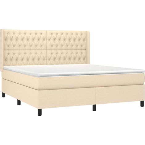 Giroletto a Molle con Materasso Crema 180x200 cm in Tessuto vidaXL (1/4)
