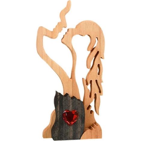 Statuette en bois représentant un couple, idéale pour la décoration intérieure (voir photo). (1/5)
