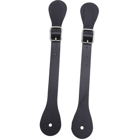 Paire de sangles d'éperons en cuir synthétique, longueur réglable 22 cm, éperons d'équitation style western, noirs. (1/5)