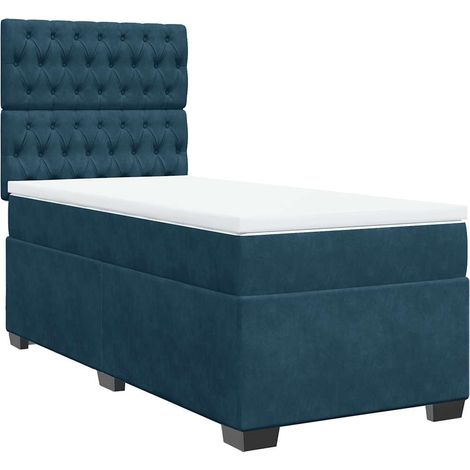 Maison Exclusive - Giroletto a Molle con Materasso Blu 90x200 cm in Velluto (1/5)
