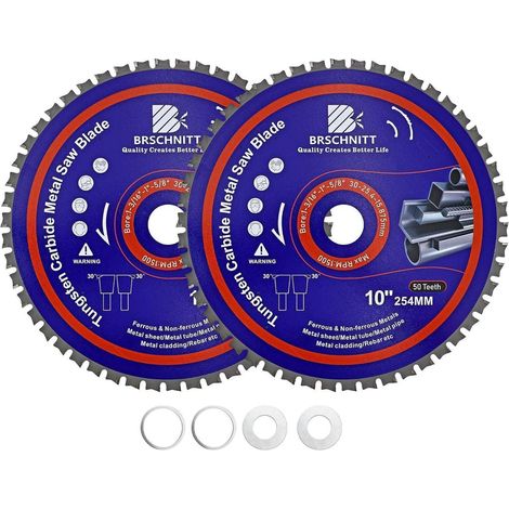 Lames de scie circulaire métal 254mm 50 dents carbure, 2 pièces (1/5)