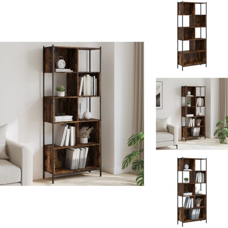 Bibliothèque chêne fumé 72x28x172 cm bois d'ingénierie - Bibliothèque Murale - Bibliothèque Design - Étagère Moderne - Meuble Rangement - Mobilier Intérieur (1/5)