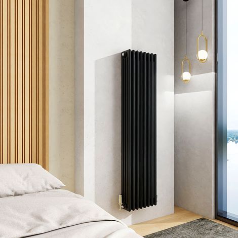 AICA 1500x380mm Black Vertical Traditional Radiator Cast Iron 4 Column Heating UK (1/5)
