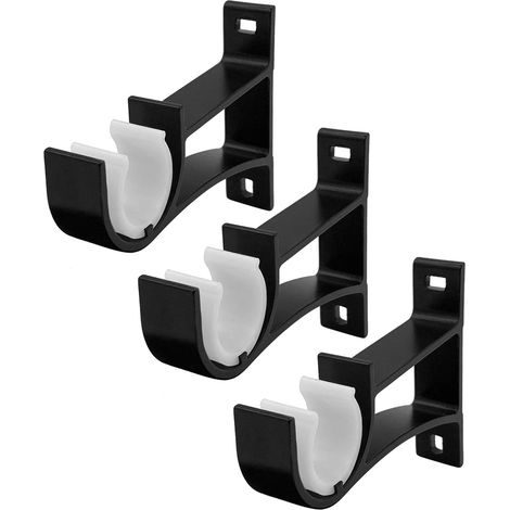 Supports de tringle à rideaux doubles, crochets robustes pour tringles murales, noirs (1/5)