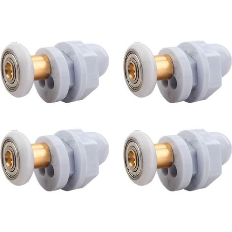 Shower Door Rollers, 4 Pieces Brass Shower Door Rollers, Sliding Door Rollers, for Replacement Shower Sliding Glass Door Runners Rollers (19MM) (1/5)