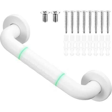 Barre d'appui pour Personnes Âgées, Barre de Maintien Douche 30cm, Barre de Maintien WC Pour Salle de Bain en Acier Inoxydable, Barres d'appui de Salle de Bain, Blanc