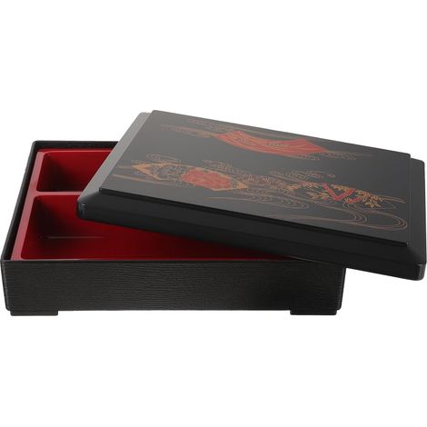Boîte à bento portable Uonlytech en plastique noir avec 3 (1/5)
