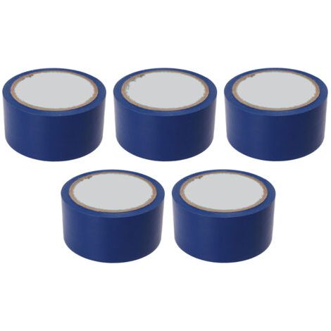 Lot de 5 bandes adhésives de marquage au sol de 5 cm de large, idéales pour tracer des lignes sur les terrains de compétition, gymnases, courts de basketball, de volleyball et de tennis (bleu). (1/5)