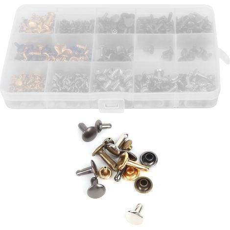 Lot de 300 doubles clous à tête en cuir avec pince pour réparer portefeuille, ceinture, veste, sac, chaussures - Outils de fixation robustes (1/5)