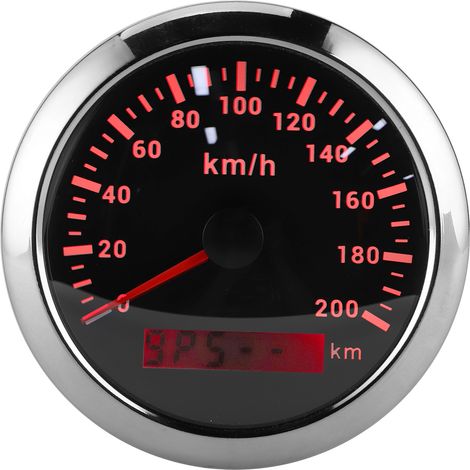 Compteur de vitesse GPS 85 mm, vitesse maximale 200 km/h, étanche, convient aux bateaux, voitures, yachts et motos, cadran noir. (1/5)