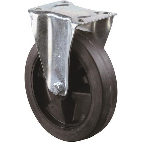 BS Rollen Bockrolle Elastik-Vollgummi schwarz Rollenlager Rad-Ø 100 mm 140 kg - L410.B60.100