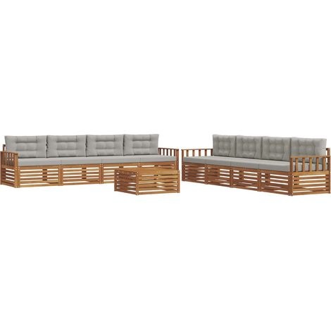Outdoor Sofa Set 9 pcs Natural and Light Grey vidaXL (1/5)