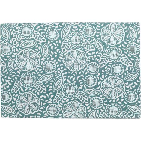 Set de table enduit et recyclé coloris bleu paon pour cuisine et salle à manger 33 x 48 cm - PANGIVO
