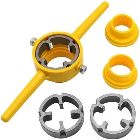 Herramienta para roscar PVC, roscadora de tuberías, kit de herramientas de plomería, terrajas redondas de 3 1/2 pulgadas, 3/4 de pulgada y 1 pulgada, juego de 6 piezas NPT (1/5)
