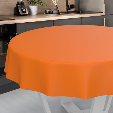 Nappe en Toile cirée Lavable, pour Table de Jardin, extérieur et intérieur, Ronde, 120 cm, Bord coupé, Oranges (1/5)