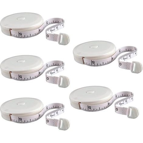 Cinta métrica, 5 piezas, Cinta métrica corporal, Medidor corporal, Cinta métrica, Cinta métrica para bricolaje, Cinta métrica, 150 cm, BLANCO (1/5)