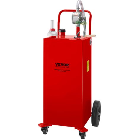 VEVOR Tanque de Almacenamiento de Gasolina de 4 Ruedas 132,5 L Bomba de Transferencia Manual Tanque de Combustible Gasolina Diesel para Automóviles, Cortadoras de Cesped, Vehículos, Barcos, Rojo