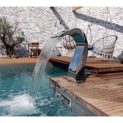 Cascade pour piscine au sel chlore INOX 316 Demi cœur Hauteur 80cm ZENLYS (1/4)