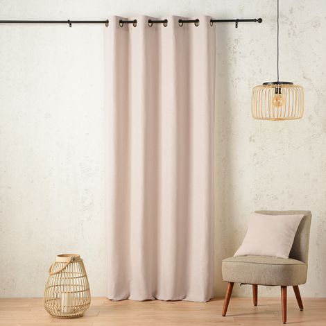 Rideau tamisant à œillets rayé Beige 140x260 cm