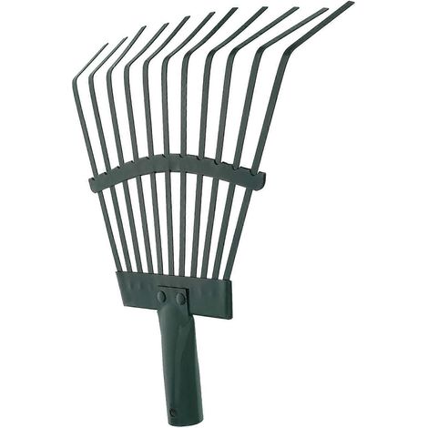 Râteau à arbustes en fil d'acier vert pour le nettoyage des feuilles de pelouse, râteau en plastique (1/5)