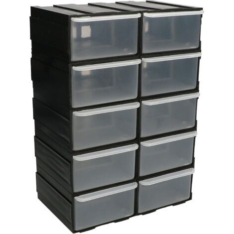 Boîte de rangement d'atelier 10 tiroirs – Tiroirs transparents 74x101mm – Dimensions 225x155x95mm – Accrochable au mur-NANOTEH (1/5)