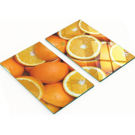 Tableros de vidrio duraderos y elegantes con estampado de media naranja, 2x30x52 cm.