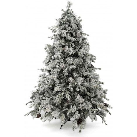 ALBERO DI NATALE 210cm INNEVATO ap.OMBRELLO con PIGNE - BIG SKY - SUPER FOLTO NATALIZIO CON NEVE (1/4)