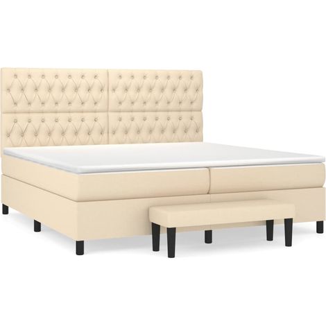 Maison Exclusive - Giroletto a Molle con Materasso Crema 200x200 cm in Tessuto (1/5)