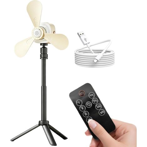 Ventilateur Plafond Camping Lampe Rechargeable 3600 mAh À Télécommande  Ventilateur Plafond Tonnelle pour garage patio gazebo pergola maison chambre dortoir bureau (1/5)