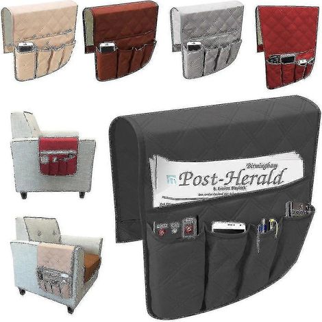 Organisateur d'accoudoir de canapé, support de télécommande, sac de rangement gain de place pour canapé, fauteuil, table et armoire (1/5)