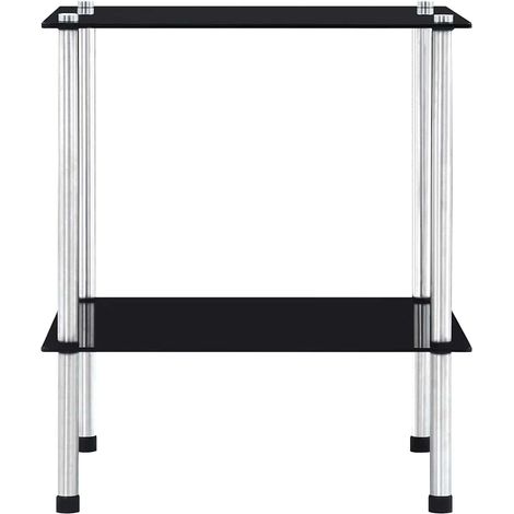 vidaXL Estantería de 2 niveles vidrio templado negro 40x40x47cm (1/2)