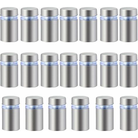 INHHUB 20 Stück Edelstahl-Werbeschrauben, Glas-Abstandshalter, Befestigungsschrauben, Schilder, Werbenägel, Hardware-Halterungen, Schrauben, rahmenlose Abstandshalterklemme für Glas, 12 x 20 mm, INHHU
