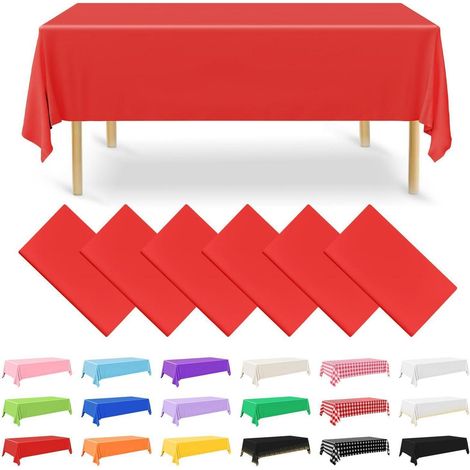 6er Pack Einweg Tischdecken Rot 137x274 cm Wasserdicht für Partys & Feste