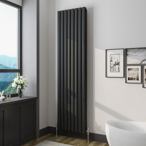 Biubiubath Black Oval Column Radiator Central Heating Vertical Double Desinger 1800x472mm (1/5)
