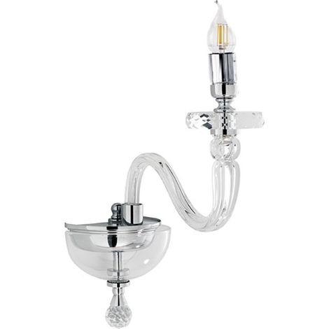 Applique 16 cm BACH senza paralume in vetro trasparente 1 Luce Cromo (1/2)