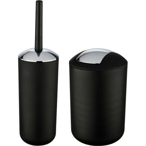 Ulisem Poubelle Salle de Bain 6L et Brosse WC, Accessoire Salle de Bain Brasil Noir (1/5)