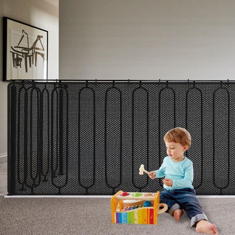 Filet de Sécurité Enfant, Grillage Escalier Sécurité Bébé, Filet de Protection Balustrade Rideau de Protection pour Escalier et Balcon pour Enfant Chat (Noir, S(300  90cm)) (1/5)