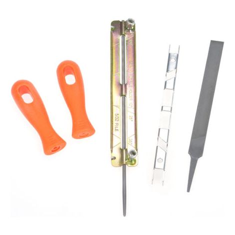 Kit de limes d'affûtage de tronçonneuse, poignée, lime, limes plates, support, règle de limite, utilisé pour affûter les dents de scie à chaîne, ensemble d'affûtage de 6 pièces (1/5)