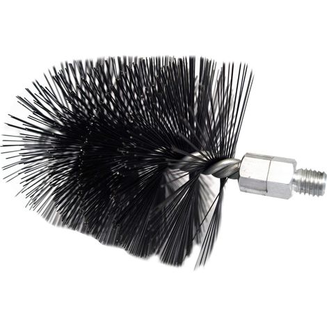 2036/4 Brosse pour tuyau de poêle en fil d'acier avec filetage extérieur M12, 125 mm de diamètre, noir