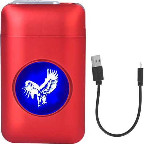Étui rechargeable USB pour cigarettes avec briquet anti-vent, contenant 19 cigarettes de 84 à 100 mm, couleur aigle rouge (1/5)