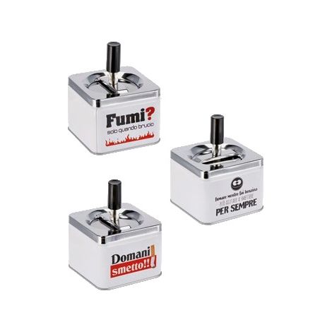 1 Pezzo Posacenere Push Girevole in Metallo 9 x 9 x 12,5 cm 3 Decori (1/2)