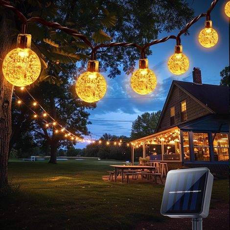 Guirlande lumineuse solaire d'extérieur, 12 m, 100 LED, 8 modes, IP65, éclairage solaire LED pour jardin, résistant aux intempéries, pour jardin, balcon, décoration, terrasse, Noël, mariage (1/5)
