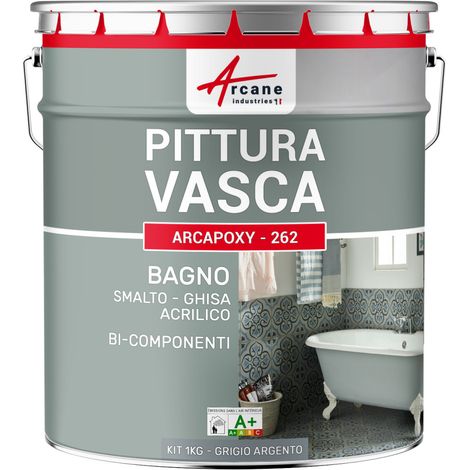 Resina per la ristrutturazione della vasca e del lavandino piatto doccia smalto bagno - ARCAPOXY - 262 - 1 kg (fino a 3 m² in 2 strati) Grigio Argento - RAL 7001 - ARCANE INDUSTRIES (1/5)