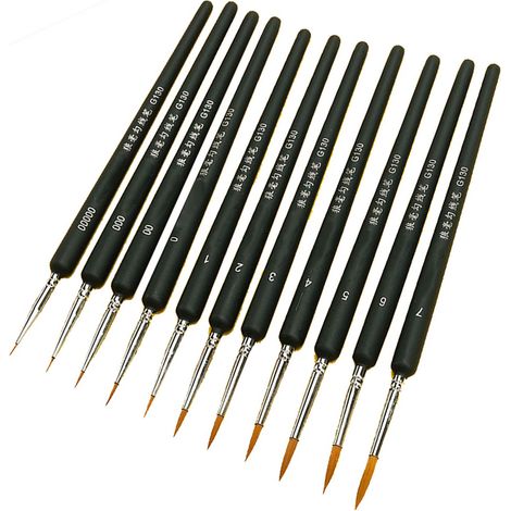 Ensemble de 11 Pinceaux de Détail à Poils de Belette Doux, Manche Ergonomique pour Peinture Précise et Lignes Fines, Bleu Foncé (1/5)