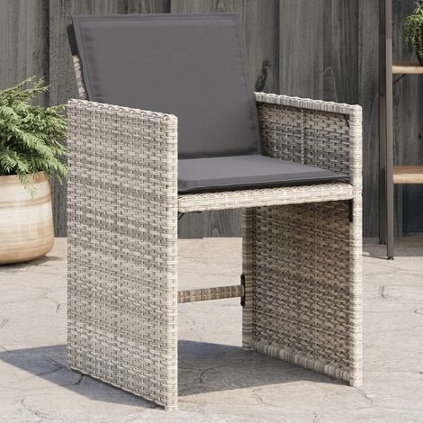 Lot de 4 Chaises de jardin,Siège de Terrasse Chaise d'extérieur avec coussins gris clair poly rotin CFW863195 (1/5)