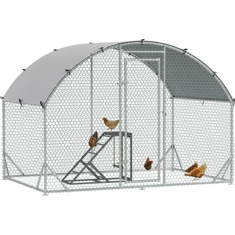 PawHut Walk-in Chicken Run with Chicken Activity Shelf and Cover, 2.8 x 1.9 x 2m (1/5)