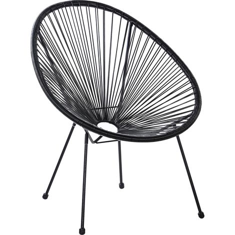 Silla de balcón de ratán sintético negro resistente a la intemperie sala de estar jardín bistró moderno Acapulco II