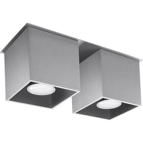 Deckenstrahler modern Designer Küchenlampen Strahler 2 flammig Aufbauleuchte grau, Aluminium, 2x GU10, LxH 26 x 11 cm